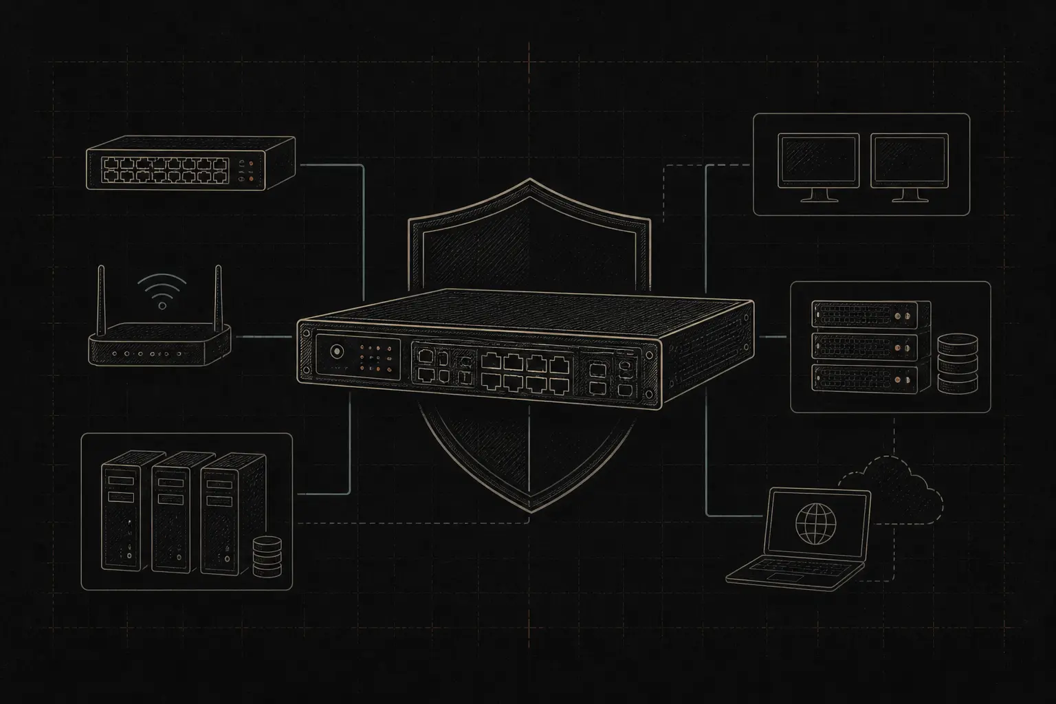 Illustration til projektet NETVÆRK & FIREWALL